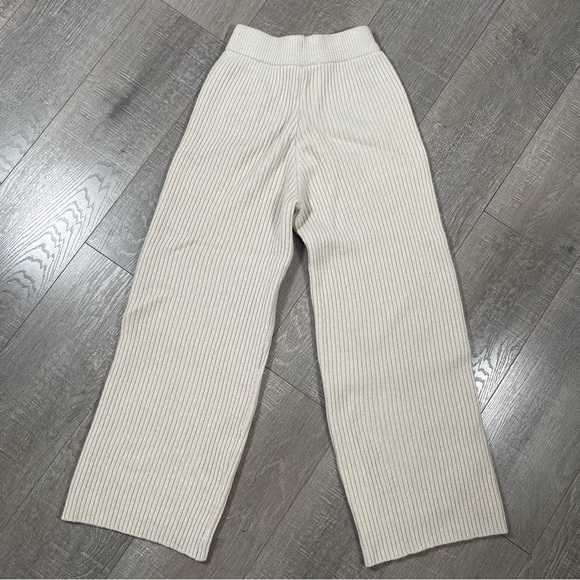 MANIERE Wide Leg Rib Knit Pant High Rise light beige - Picture 5 of 5